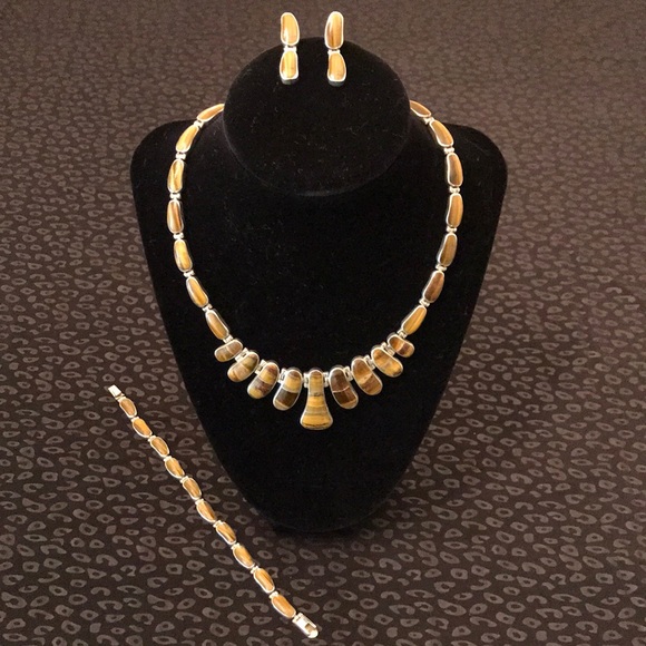 Sterling Silver Necklace-Bracelet-Earrings set - Picture 1 of 5